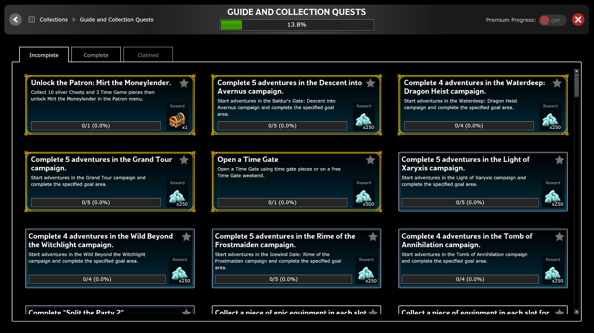 Idle Champions of the Forgotten Realms Collections Guide Quests