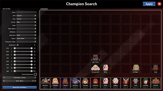 Dungeons & Dragons Idle Champions Champion Search