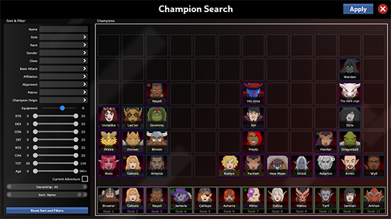 Dungeons & Dragons Idle Champions Champion Search